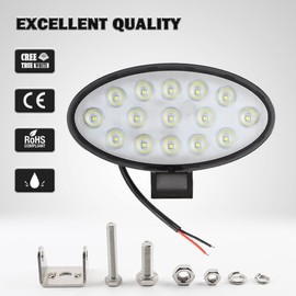Hooma 75 W LED Work Light Oval 12 V / 24 V / 6000 K Screwed / Attachment with Pivoting Mounting Bracket for Trucks, Tractors, Off-Road Vehicles, Quads and Boats