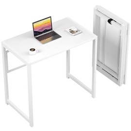 GreenForest Folding Desk for Small Spaces,35.4 in No-Assembly Small Computer Desk for Home Office,Space Saving Foldable Table Study Office Desk,White