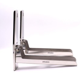 AWADUO Stainless Steel Microwave Oven Rack, Retrackable Foldable Microwave Oven Wall Mounted Stand Holder Rack Bracket With Two Hooks