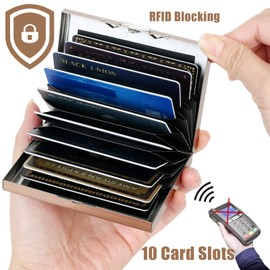 BONSYL® Metal Money Clips, Credit Card Holder Wallet with RFID Blocking, Cash and Credit Card Wallets, Slim Stainless Steel Wallet with Money Clip for Men and Women, ③ 10 cards/rose gold, Modern