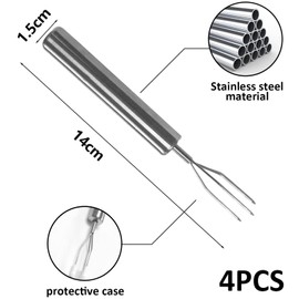 VZU Set of 4 Stainless Steel Potato Forks with 3 Prongs, Potato Fork, Meat Fork, Corn Fork, Corn on the Cob Skewers, Fork for Vegetables and Barbecued Food, Reusable