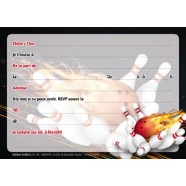 Edition Colibri 10 Invitations Bowling / Quills in French: Set of 10 Bowling Invitations for a Children's Birthday Party or Bowling Party (10694 FR)