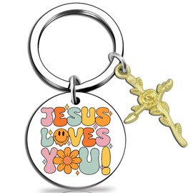 OEHEDOU Christian Gifts For Women Jesus Loves You Gifts Christian Gifts For Kids Religious Gifts For Women Christian Gifts For Girls Womens Christian Gifts Biblical Gifts For Women Jesus Keychain