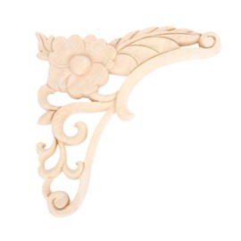 MUXSAM 4-Pack Rose Leaves Wood Carvings Appliques Onlays, Unpainted Wooden Carved Corner Decals for Fireplace Cupboard Dresser Chair Desk Closet Mirror Window Wall Decoration(18x18cm/7.09"x7.09")