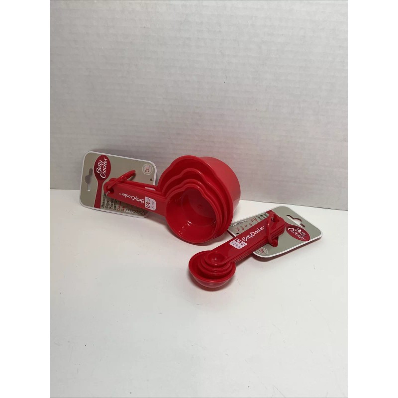 Betty Crocker 8pcs combination set of measuring cups And spoons-Red-New
