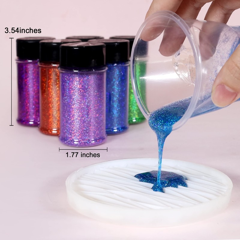 Renfio Holographic Ultra Fine Glitter Powder Metallic Resin Glitter 2.11