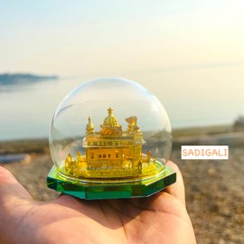 [Small] Golden Temple 24K Gold Plated Model Round 12cm Size Miniature Sri Harmandir Sahib Idol Sikh Temple in Amritsar for Home Decor Car Decor Diwali Gift Punjabi New House Gift