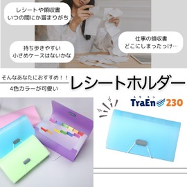 TraEn230 Receipt Holder Receipt Holder Blow File Ticket Payroll Bellows Money Management A6 (Pink)