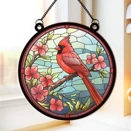 Macorner Acrylic Window Hanging Suncatcher Ornament, Christmas Memorial Gifts for Family Members, Sympathy Gifts for Loss of Loved One, Bereavement Gifts Ideas, Cardinal Gifts for Woman