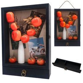 GMFrames Black 11x16 Shadow Box Frame with Drawer Door Display Case with Linen Back,Wedding Memorabilia Bouquet Medals Photos Memory Box for Keepsakes