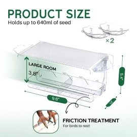 SUNALLY Window Bird Feeder for Outdoors, Clear Wild Bird Feeders Window Mounted with Self-Adhesive Hooks, Outside Hummingbird, burd, Oriole, Finch Bird Watching for Garden, Yard, Elderly Kids Viewing