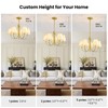Linour Gold 5 Light Chandelier for Dining Room, Fabric Shade