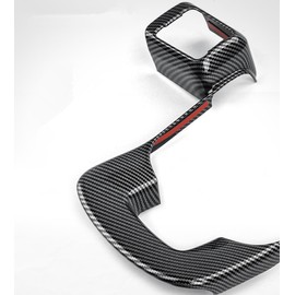 JUIVEEL ABS Car Steering Wheel Frame Cover Steering Wheel Button Panel Protection Frame Molding Trim Compatible with Hyundai Santa FE 2024 Accessories(Carbon Fiber Style)