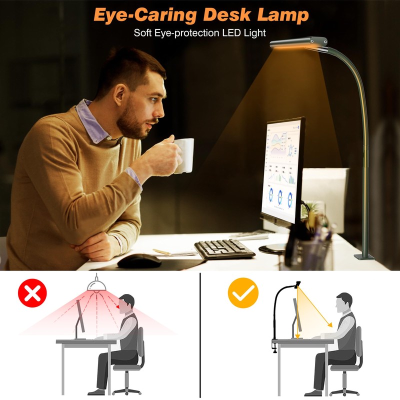 Airlonv LED Desk Lamp for Office Home, Eye-Caring Desk Light