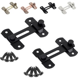 fogman Door Buckle, 180 Degree Sliding Door Lock, Horizontal, Choose Color, Set of 2 (M, Black)