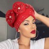 Woeoe Beanie Cap Head Wrap Red Rhinestones Head Scarf Twisted