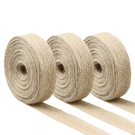 Sopcone 3 Rolls 33 Yards Natural Jute Burlap Fabric Ribbon, 4/5 Inch Wide Hessian Craft Ribbon Band for Gift Wrapping, Wedding Events Party, Craft DIY and Home Decor