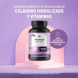 Multivitamínico Suplemento para Mujer | 180 Cápsulas con Colágeno Hidrolizado, Biotina, Ácido Fólico, Maca, Vitamina A, C, D, B12, K, Zinc | 180 Porci