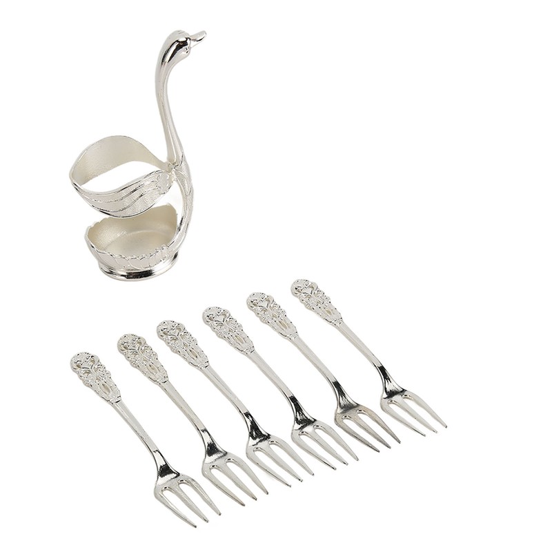 Swan Base Holder Forks Set Aluminum Silver Fashion Rustproof Decorative