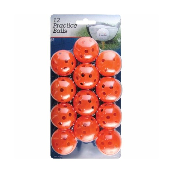 Intech Golf Practice Balls with Holes, 12 Pack (Orange)
