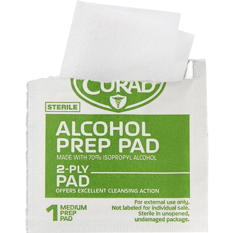 Curad Alcohol Disinfectant Prep Pads, 2-ply, Medium Size, 200 Count