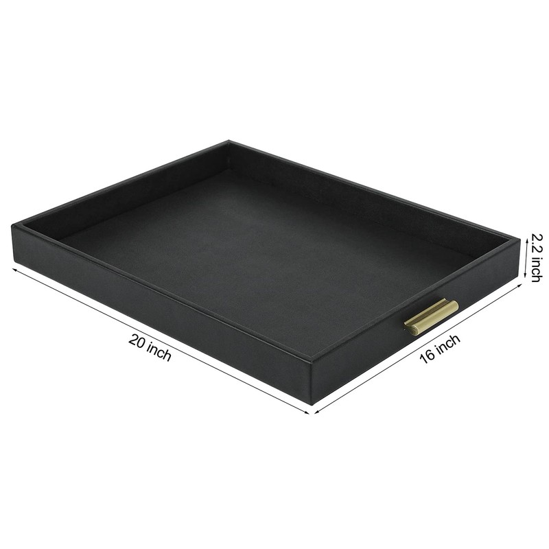 HofferRuffer Extra Large Serving Tray with Handles, Elegant Faux Leather