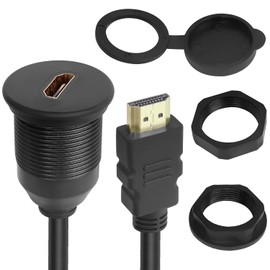 QIANRENON Adaptador de cable impermeable de montaje empotrado HDMI 4K, HDMI 1.4 macho a hembra, cable de extensión de montaje en panel de equipo de computadora, 1 m