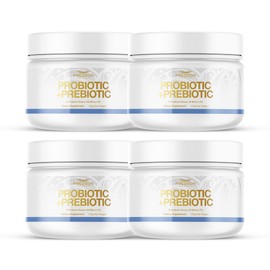 FREZZOR Probiotic + Prebiotic Powder, Once Daily 60 Billion CFUs, Digestive Health for Men and Women, 18 Strains, Shelf Stable, with Fermented Wholefoods, Prebiotic & Fibre, 4Pk, 600g, 4 Month Supply