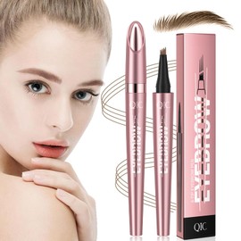 Microblading Eyebrow Pen, Magic Eyebrow Pencil 3D Waterproof Eyebrow Pen with 4 Fork Tip Long Lasting Eyebrow Pencil for Women (Light Brown)