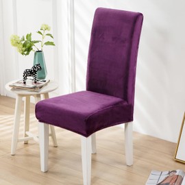 Xundefeng Soft Velvet Dining Chair Covers for Dining Room Set of 2 Pack Slipcovers Chairs Cover Stretch Slipcover, Purple
