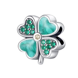 Amuefer St Patrick's Day Charms for Bracelets 925 Sterling Silver Rose Gold Pink Family Paw Print Guardian Heart Love Dangle Pendant for Necklaces for Women Girls, Silver, Cubic Zirconia