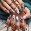 Press on Nails Medium Coluful Feather False Nails Cute Wind