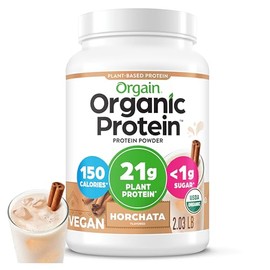 Orgain Organic Vegan Protein Powder, Horchata - 21g Plant Based Protein, 9g Prebiotic Fiber, Low Net Carb, No Lactose Ingredients, No Added Sugar, Non