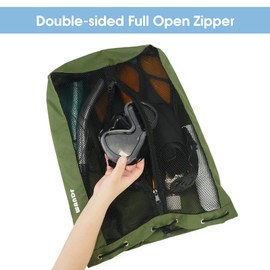 WANDF Swim Bag Mesh Drawstring Backpack Beach Backpack for Swimming, Gym, and Workout Gear(.Dark Green)