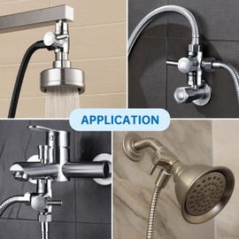 G-Promise Solid Metal Shower Arm Diverter for Hand Held Showerhead and Fixed Spray Head, G 1/2 3-Way Bathroom Universal Diverter System Replacement Part (Matte Black)