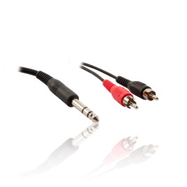 Pro Signal PSG03070 6.35mm (1/4") Stereo Jack Plug to 2x Phono (RCA) Plugs Lead, 1m Black