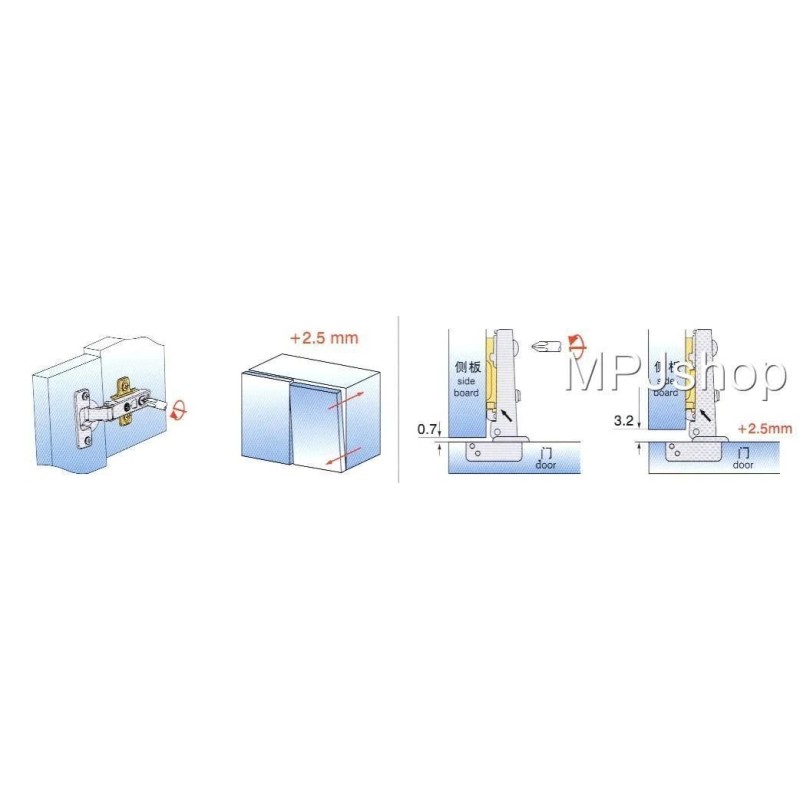 MPJ Soft Close Hydraulic Cabinet Hinges Full Half Inset Overlay