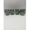 Handblown Confetti Stemless Wine Glass with Colorful Swirl Design (Set
