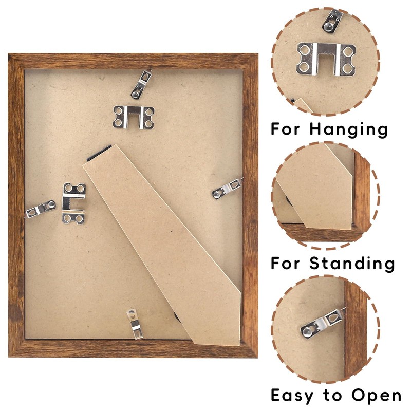 SNXJWA Brown 8x10 Picture Frame with Mat for 6x8 Display,