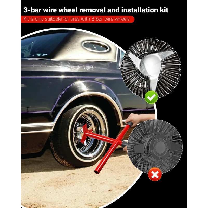 Krysolad 3 Bar Lowrider Wire Wheel Knock Off Tool with