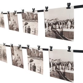 LeTOMA - Hanging Photos in Style | Photo Rope in Minimalist Design Pure Black | Black Ribbon with Black Metal Clips | 200 cm & 20 Clips | Made in Germany