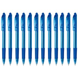 Pentel BK417-C Bolígrafo Wow, Retráctil BK417-C, Punta Fina con Grip, Azul