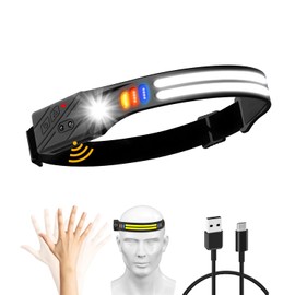 Headlamp Rechargeable Red light Head Lamps Led Rechargeable with Motion Sensor Headlamps Night Fishing Headlamp Light for Buddy Head lights Head, Super Bright Hard Hat Light for Running, Camping