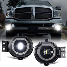 R&F Auto Fog Lights with DRL Compatible with Ram 1500 (2002-2008), Luces Antiniebla for Ram 2500 3500 (2003-2009) Pickup Trucks Faros Led Foglight Assembly Daytime Running Light