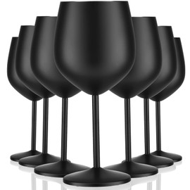 Zopeal 8 Set Stainless Steel Wine Glasses 18 oz Stainless Steel Stem Wine Goblets Unbreakable Metal Cups for Outdoor Camping Travel Picnic Christmas Party Wedding Anniversary Birthday Event (Black)