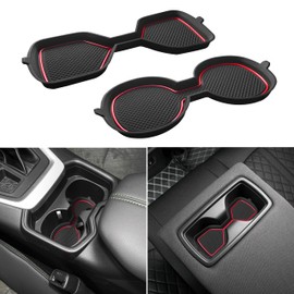 SENSHINE 3D Cup Holder Inserts for Toyota Rav4 Accessories 2025 2024 2023 2022 2021 2020 2019 Silicone Cup Coaster Mat Center Console Liner Protector Pad for Toyota Rav4 2Pcs (Red)