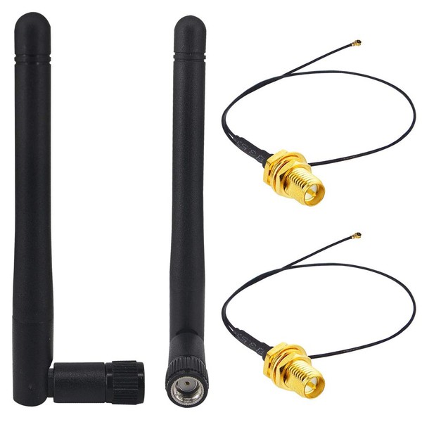 BOOBRIE 2 x 2.4GHz 2 Dbi RP SMA Male Antenna