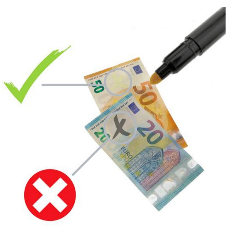 Fortoo Pack of 2 Counterfeit Euro Banknote Pen Pen for