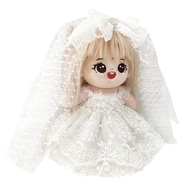 niannyyhouse 20cm Plush Clothes Dress Lace Wedding Dress Veil Cotton Doll Clothes Dress-Up