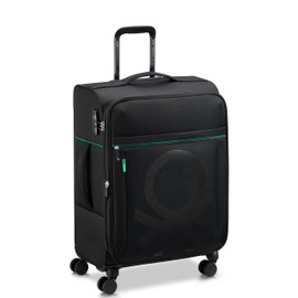 United Colors of Benetton Color Block Softside Expandable Luggage with Spinner Wheels, Black, Checked-Medium 23 Inch